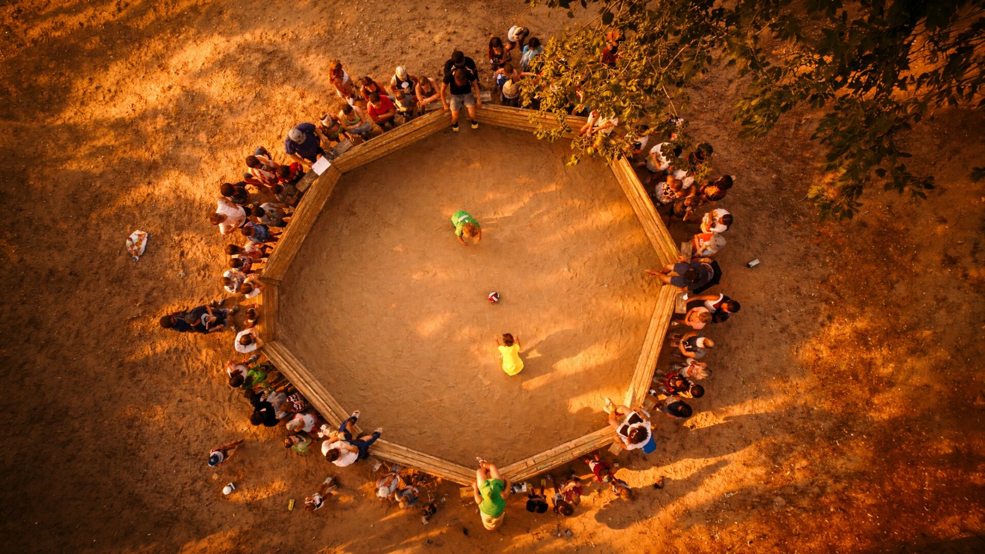 camp-manitowa-gaga-ball-action-at-sunset
